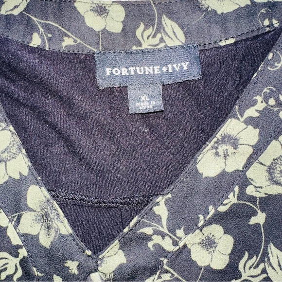 Fortune + Ivy Long Sleeve Floral V-Neck Blouse Flower Print XL - Picture 7 of 8